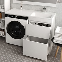 Style Line Тумба с раковиной Даллас 115 Люкс R, белая PLUS – фотография-9